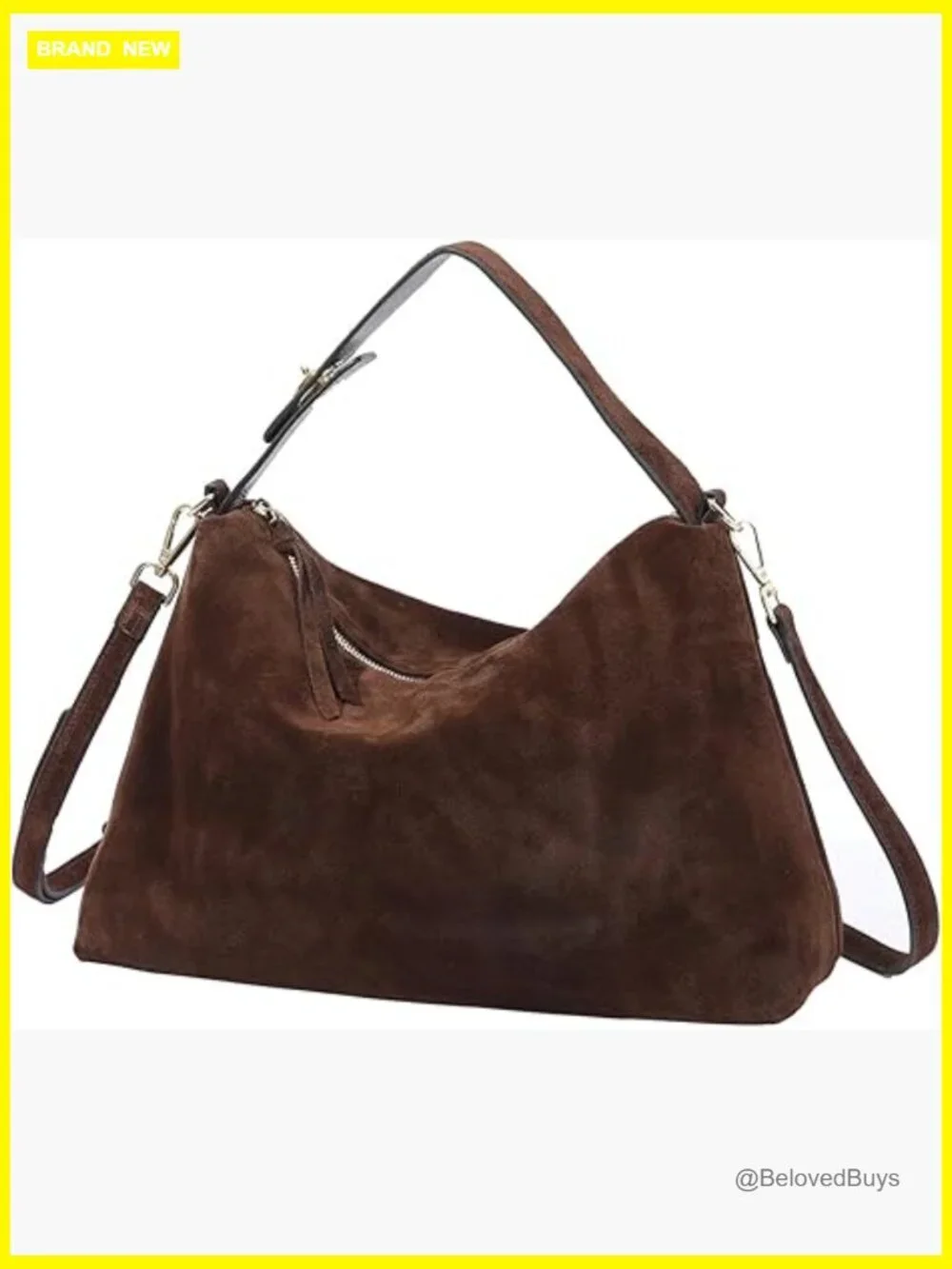 Genuine Suede Leather Hobo Bag - Tote Crossbody Shoulder Purse